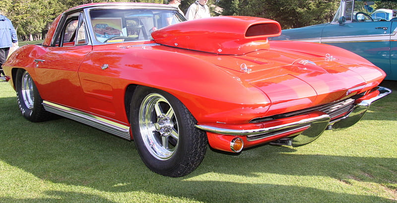 1967 Chevrolet Corvette Sting Ray coupe, red, graphy, Chevrolet, black, tires, HD wallpaper