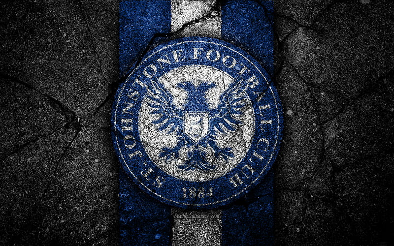 FC St Johnstone emblem, Scottish Premiership, football, Scotland, St Johnstone, asphalt texture, soccer, Scottish Football Championship, St Johnstone FC, HD wallpaper