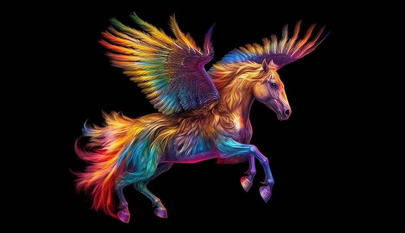 Colorful Pegasus, vibrant, Pegasus, colorful, hirses, digital, magical ...