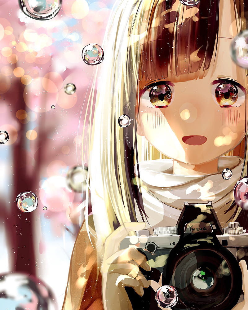 Anime Girl Glasses Bubbles Moon HD 4K Wallpaper #8.2833
