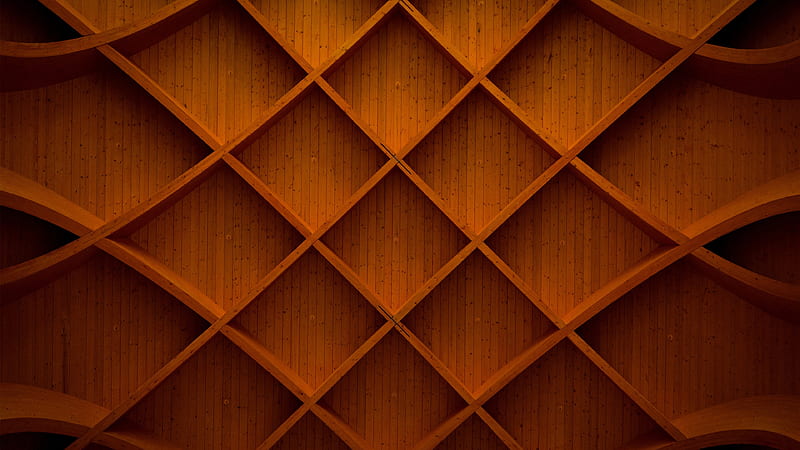 square, brown geometric shapes, wooden wall, Abstract, HD wallpaper