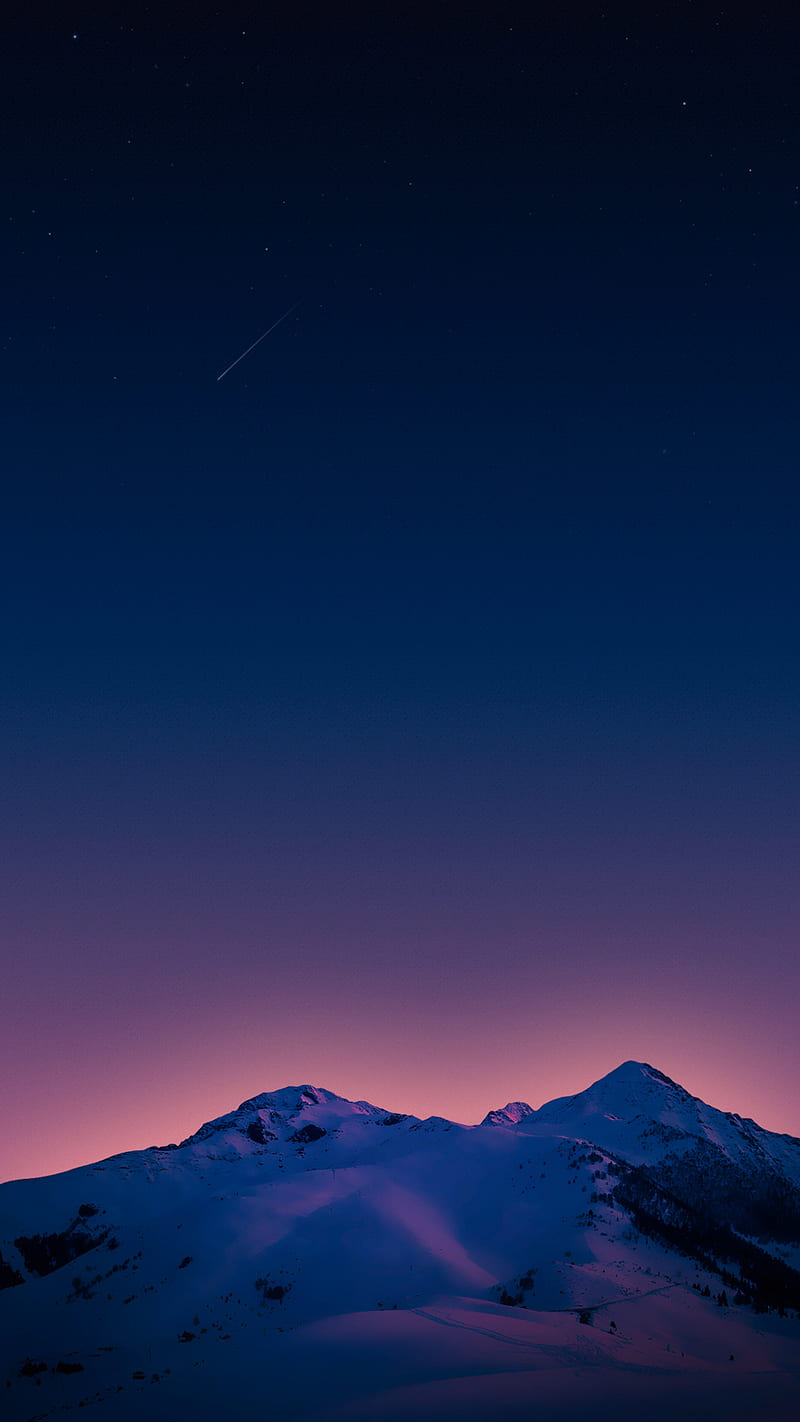 Mountain mountains, one, plus, pretty, sky, star, stars, sunrise, HD phone wallpaper