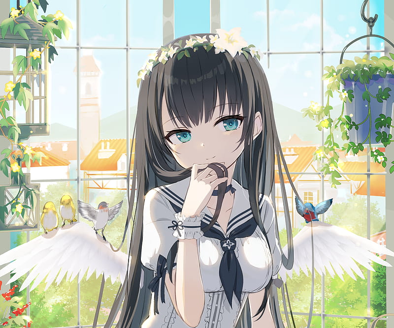 anime angel with black hair