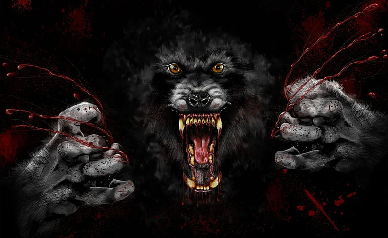 Sangre del hombre lobo, hombre lobo, fantasía, horror, sangre, Fondo de  pantalla HD | Peakpx