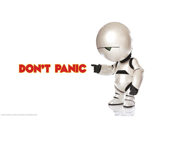 Don't Panic, marvin, to, the, guide, dont, panic, galaxy, hitchhikers, HD wallpaper