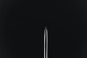 Black Plane, star, plain, light, black, dark, HD wallpaper