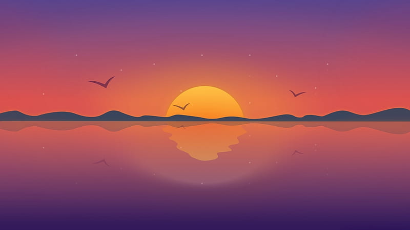 Minimal Reflection Sunset Resolution , Minimalist , , and Background, Goku Sunset, HD wallpaper