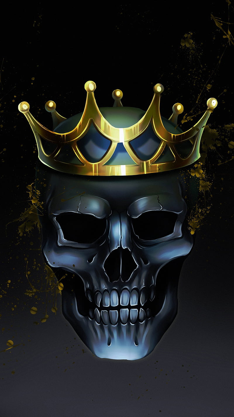 The king, crown, drawings, golden crown, skull, HD phone wallpaper | Peakpx
