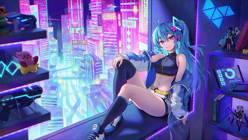 Wallpaper girl, art, beautiful, cyberpunk girl for mobile and