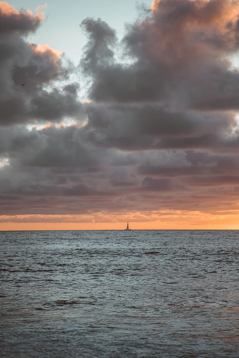 sailboat, horizon, sea, HD phone wallpaper