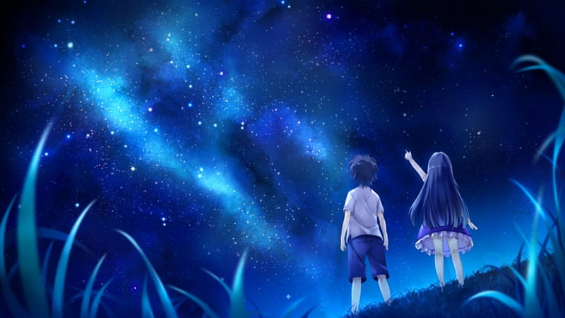 Night Sky, pretty beautiful, sweet, nice, anime, beauty, anime girl,  scenery, HD wallpaper | Peakpx