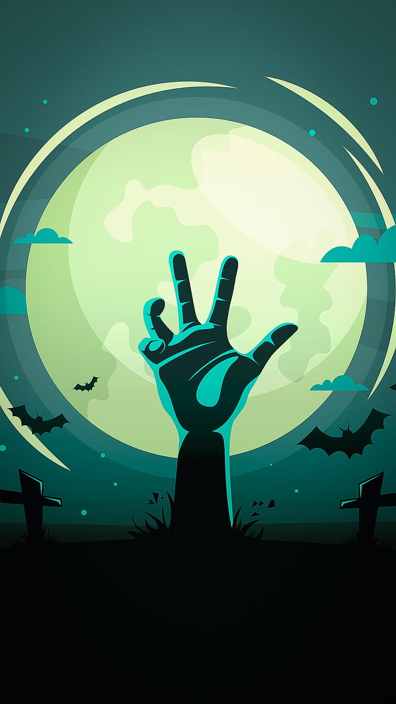 Halloween 2, bats, tombstone, witch, zombie, HD phone wallpaper