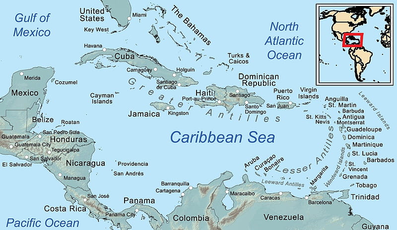 Map of the Caribbean Sea, maps, water, sea, ocean, HD wallpaper