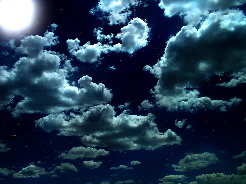 Cielo nocturno, luna, oscuridad, nubes, cielo, azul, noche, Fondo de pantalla  HD | Peakpx