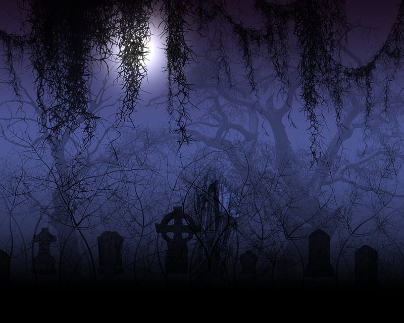 The Angel of Death, grim reaper, macabre, dark, scary, grave yard, horror, cemetary, night, HD wallpaper