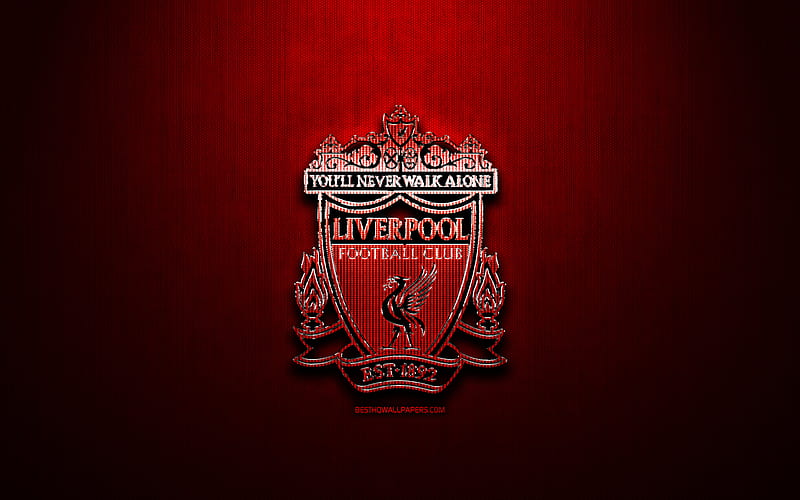 Liverpool FC, red metal background, Premier League, english football club, fan art, Liverpool logo, football, soccer, Liverpool, England, HD wallpaper