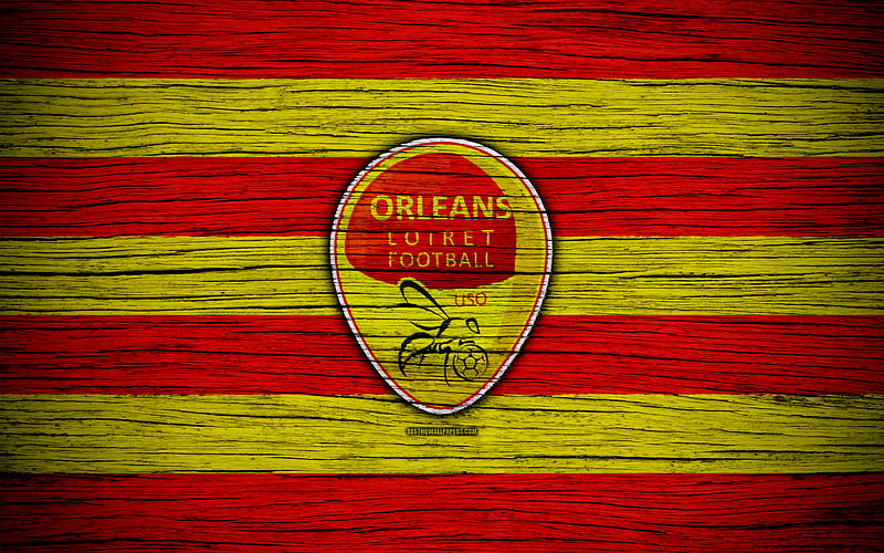Orleans FC Ligue 2, football, wooden texture, France, US Orleans Loiret, soccer, football club, Liga 2, FC Orleans, HD wallpaper