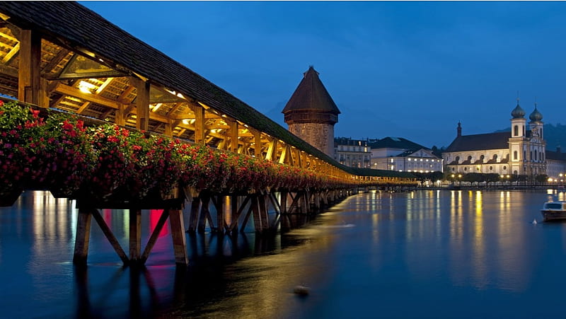 Chapel Bridge Lucerne Switzerland, HD wallpaper