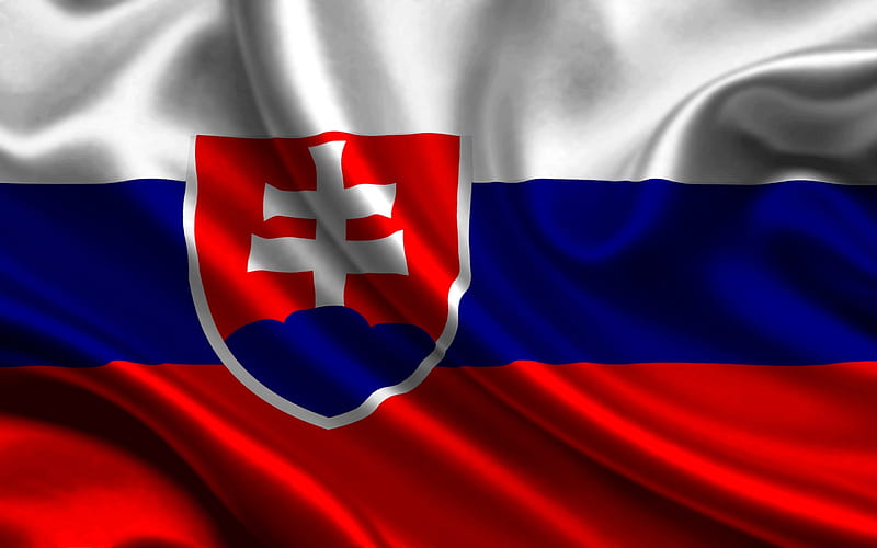 Flag of Slovakia, silk texture, fabric flag, Slovak flag, Europe, Slovakia, HD wallpaper