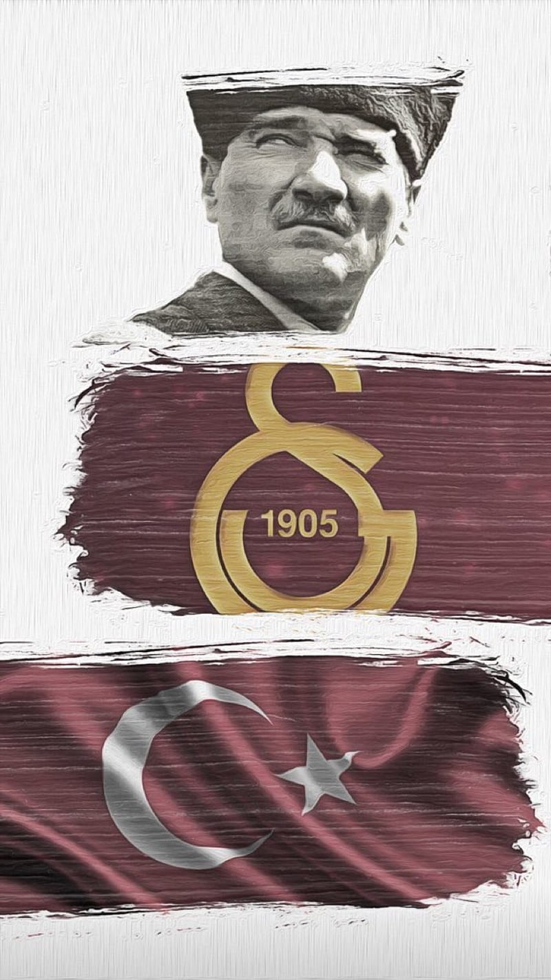 Galatasaray ataturk, aslan, ayyildiz, flag, cimbom, gs, moon, star, HD phone wallpaper