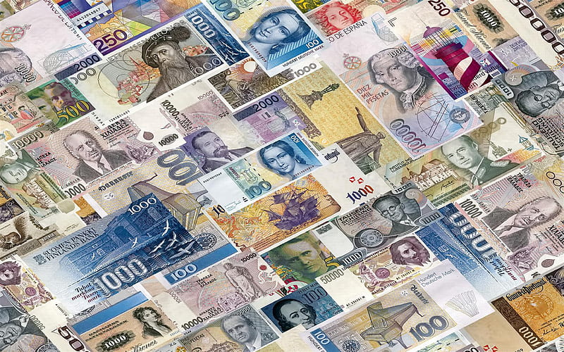 background with different money, different currencies of the world, world money concepts, texture with money, finance concepts, business, HD wallpaper