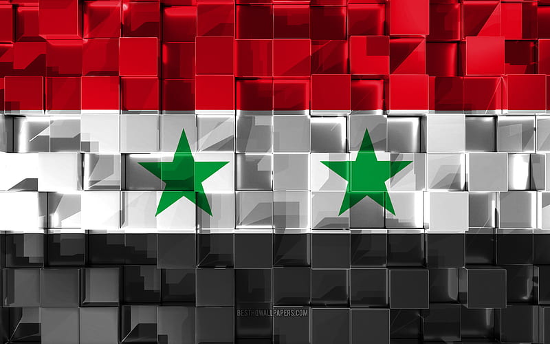 Flag of Syria, 3d flag, 3d cubes texture, Flags of Asian countries, 3d art, Syria, Asia, 3d texture, Syria flag, HD wallpaper