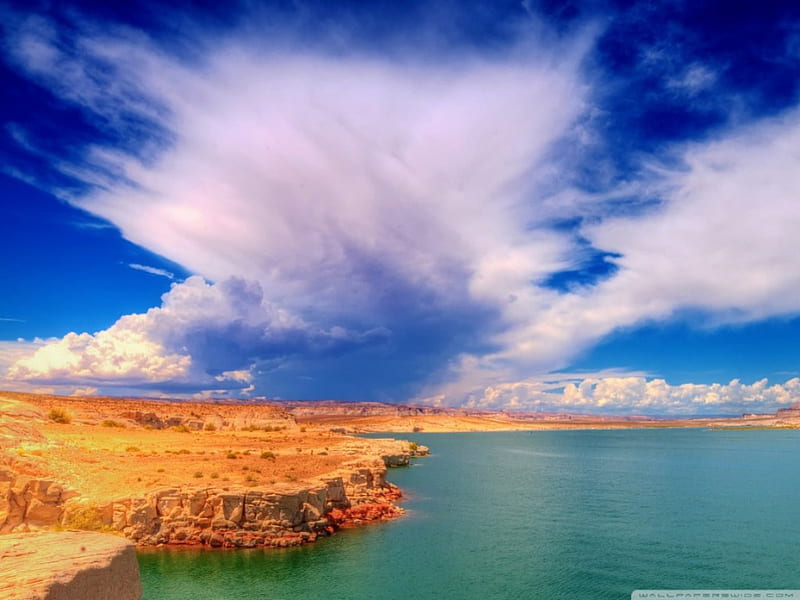 Canyon Lake, nature, bonito, clouds, canyon, sky, lake, blue, HD ...