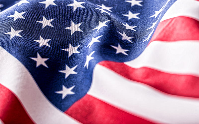Flag of USA, American flag, silk flag, silk fabric, USA flag, stars on US flag, HD wallpaper
