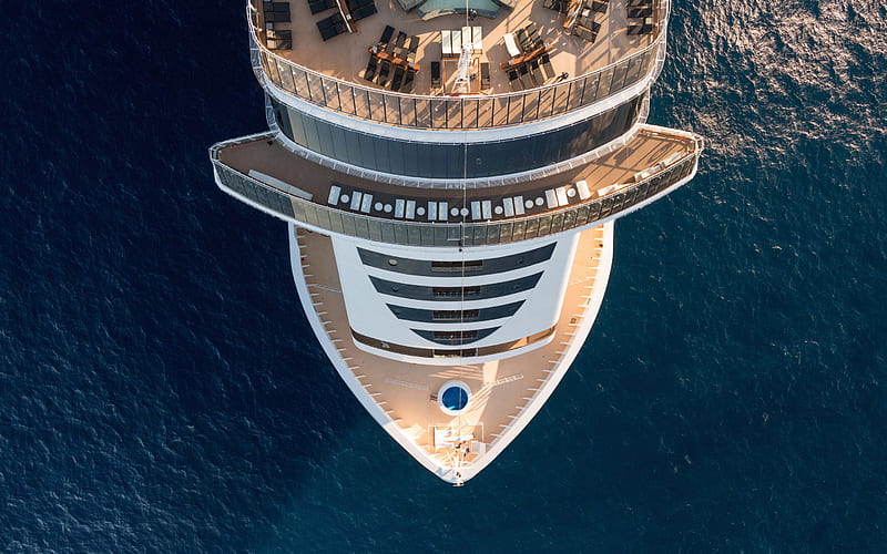 MSC Seaside, luxury cruise ship, top view, Bow, great cruise liner, Seaside class, MSC Cruises, HD wallpaper
