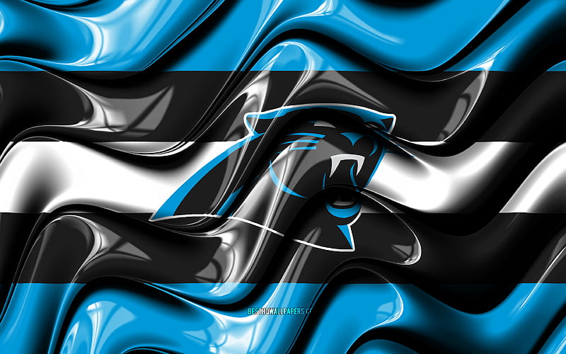 Carolina Panthers flag blue and black 3D waves, NFL, american football team, Carolina Panthers logo, american football, Carolina Panthers, HD wallpaper