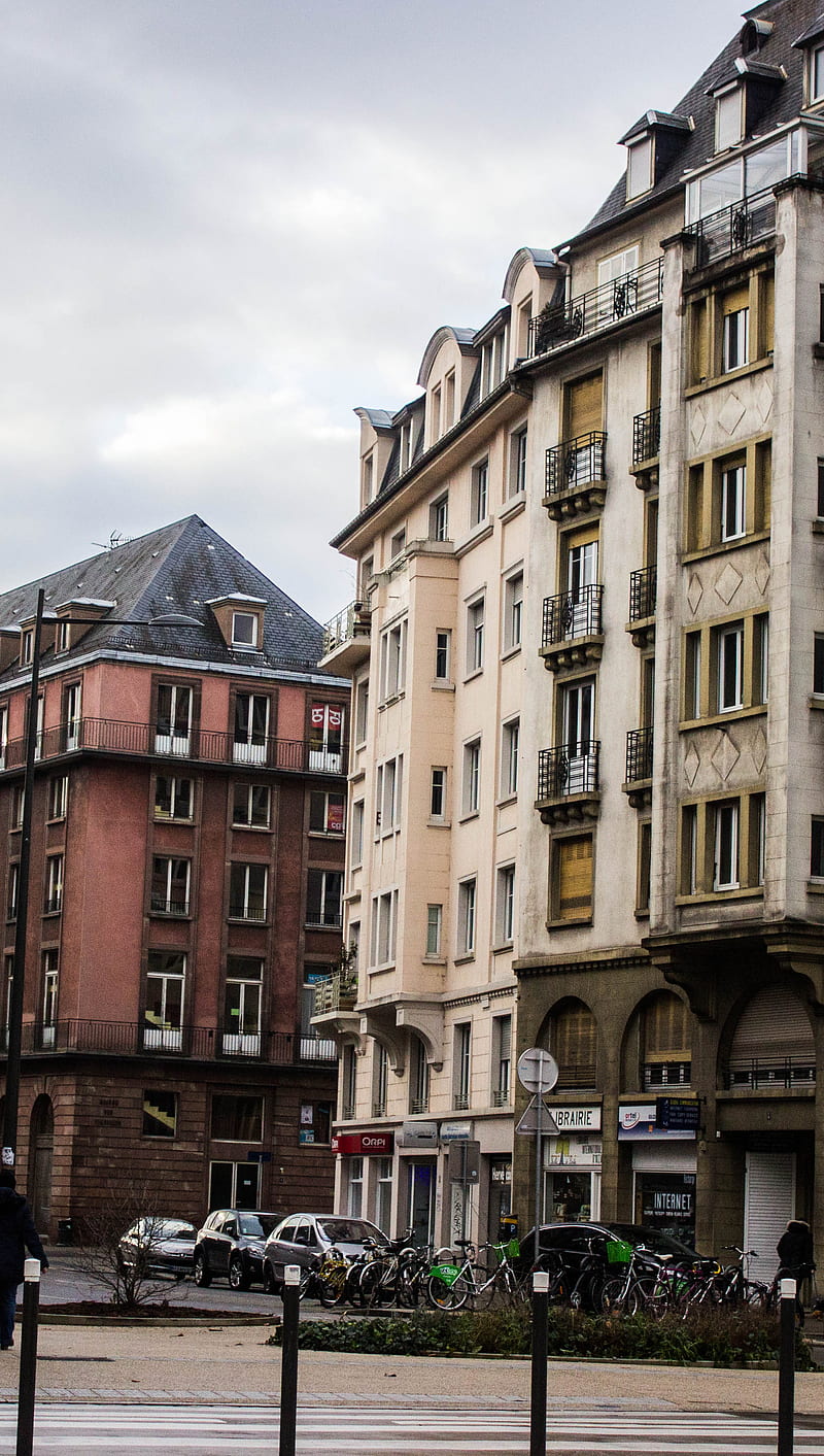 Strasbourg streets, france, street, HD phone wallpaper
