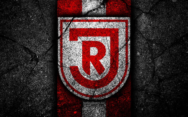 Jahn Regensburg FC grunge, logo, Bundesliga 2, creative, German football team, black stone, SSV Jahn Regensburg, emblem, asphalt texture, Germany, FC Jahn Regensburg, HD wallpaper