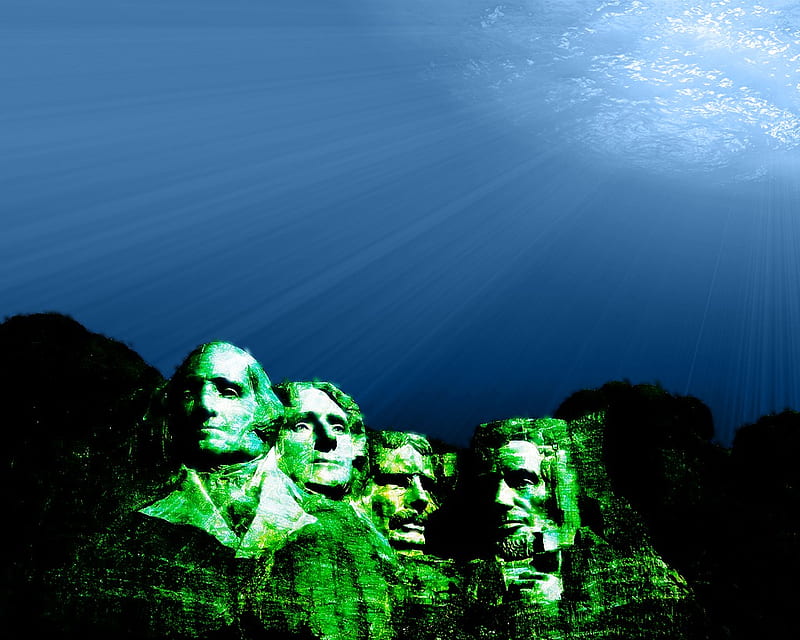 Submerged Mount Rushmore, mountain, ocean, entertainment, HD wallpaper