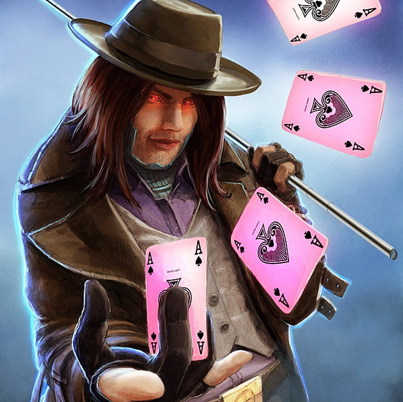 Gambit, art, cg, eye, ace, hat, card, gentleman, poker, style, HD wallpaper