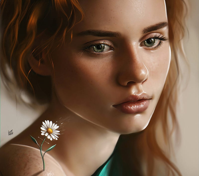 Daisy Yasar Vurdem Daisy Art Fantasy Luminos Girl Flower Face