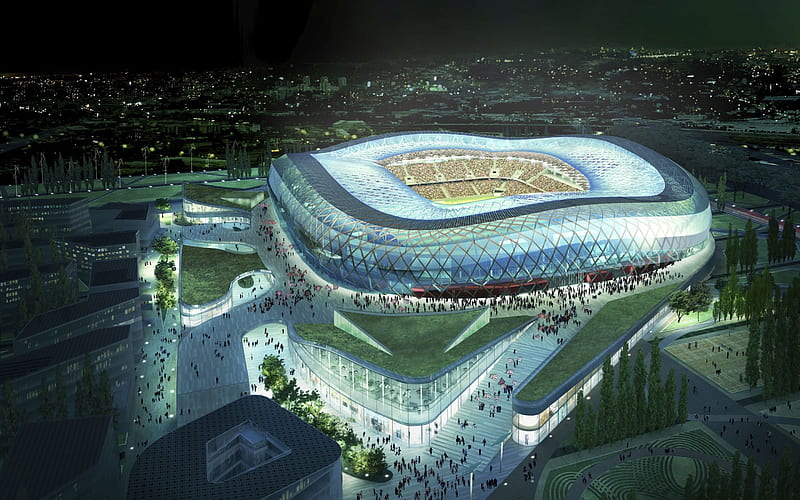 Allianz Riviera, 3D project, night, french stadiums, OGC Nice Stadium, Nice, France, Nice FC, Nice Arena, HD wallpaper