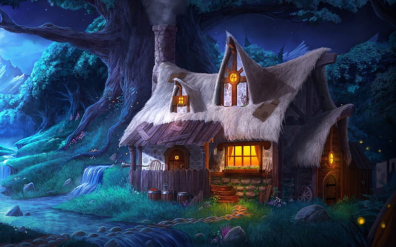 HD-wallpaper-cottage-forest-art-woods-ga