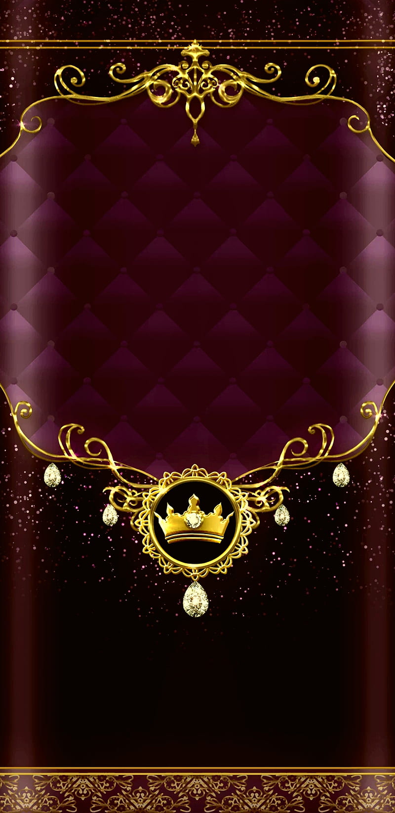 LuxMaroonCrown, bonito, crown, girly, gold, golden, luxury, maroon, pretty, HD phone wallpaper
