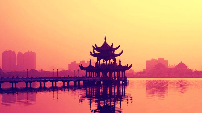Chinese Temple Reflection at Sunset, Temple, Chinese, Sunset, Building,  Reflection, HD wallpaper | Peakpx