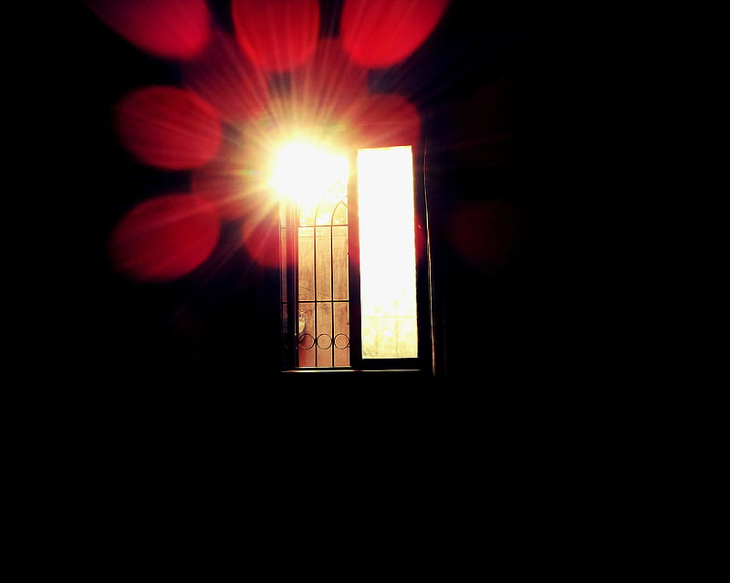Window, black, glare, red, slide, sun, HD wallpaper