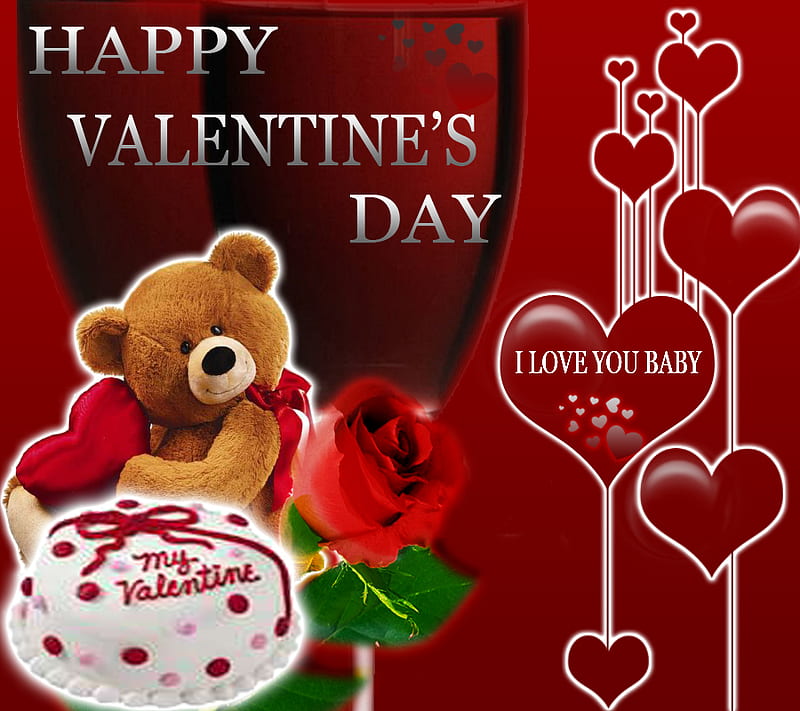 Valentine Baby ......, champaign, love, heart, valentine, roses, HD wallpaper