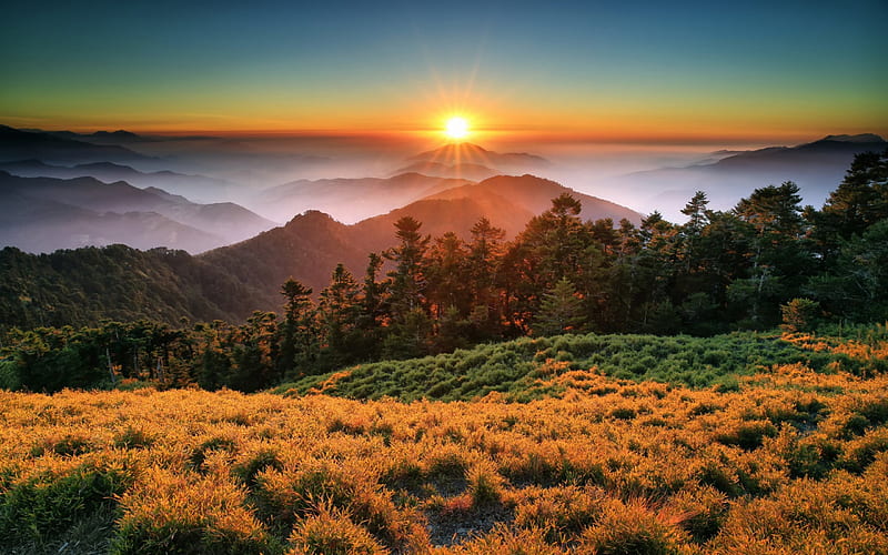 Taroko National Park, China, Mountains, National Parks, Nature, Sunsets, HD wallpaper