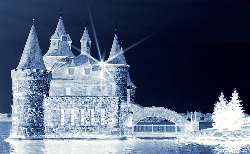 Cinderella's Castle, cinderella, castle, blue, lights, HD wallpaper
