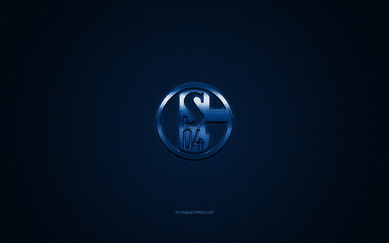 FC Schalke 04, German football club, Bundesliga, blue logo, blue carbon fiber background, FC Gelsenkirchen-Schalke 04, football, Gelsenkirchen, Germany, FC Schalke 04 logo, HD wallpaper