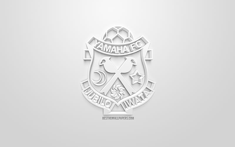 Jubilo Iwata, creative 3D logo, white background, 3d emblem, South Korean football club, K League 1, Iwata, South Korea, 3d art, football, stylish 3d logo, HD wallpaper