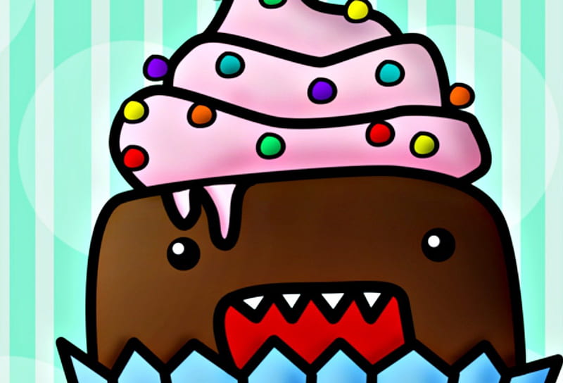 Domo ( Cupcake ), cupcake, domo, candy, cupcakes, food, adorable, HD wallpaper