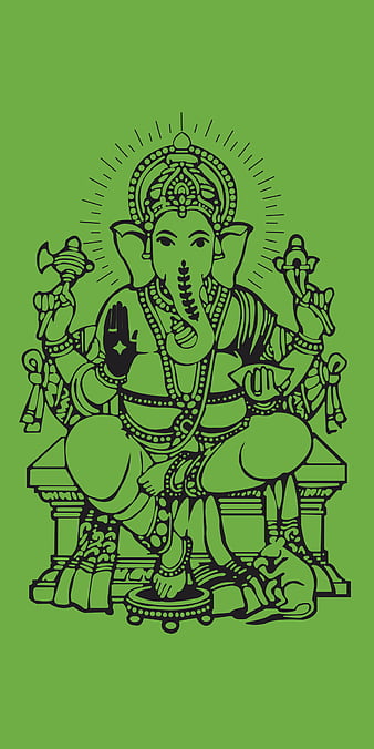 Lord Ganesha, sitting on lotus, background with attention to detail on  Craiyon