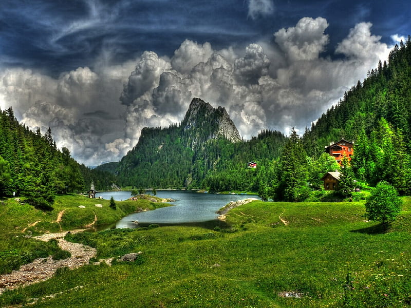 alp scenery, alp, green, scenery, lake, HD wallpaper alp scenery, alp, green, scenery, lake, HD wallpaper