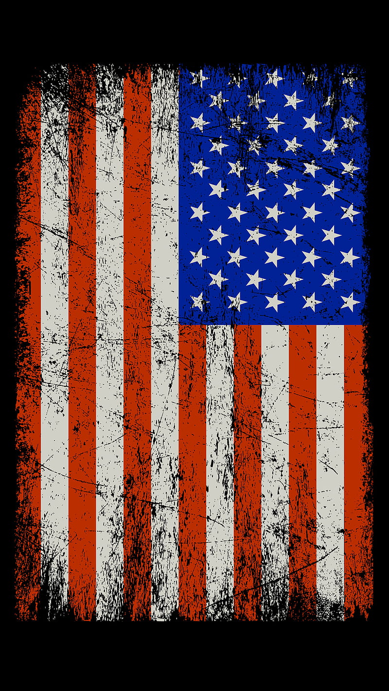 Grunge Flag, Kiss, american, blue, distressed, july 4th, military, patriotic,  HD phone wallpaper | Peakpx