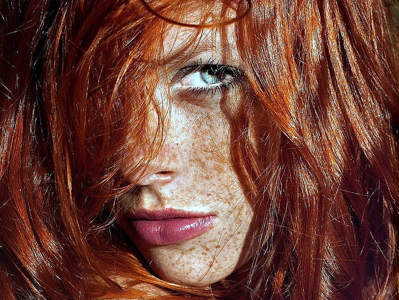 Freckles, Model, Green Eyes, Red Head, HD wallpaper